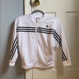 Adidas white and black zip up sweatshirt